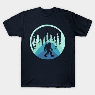 Bigfoot in Teal Forest T-Shirt